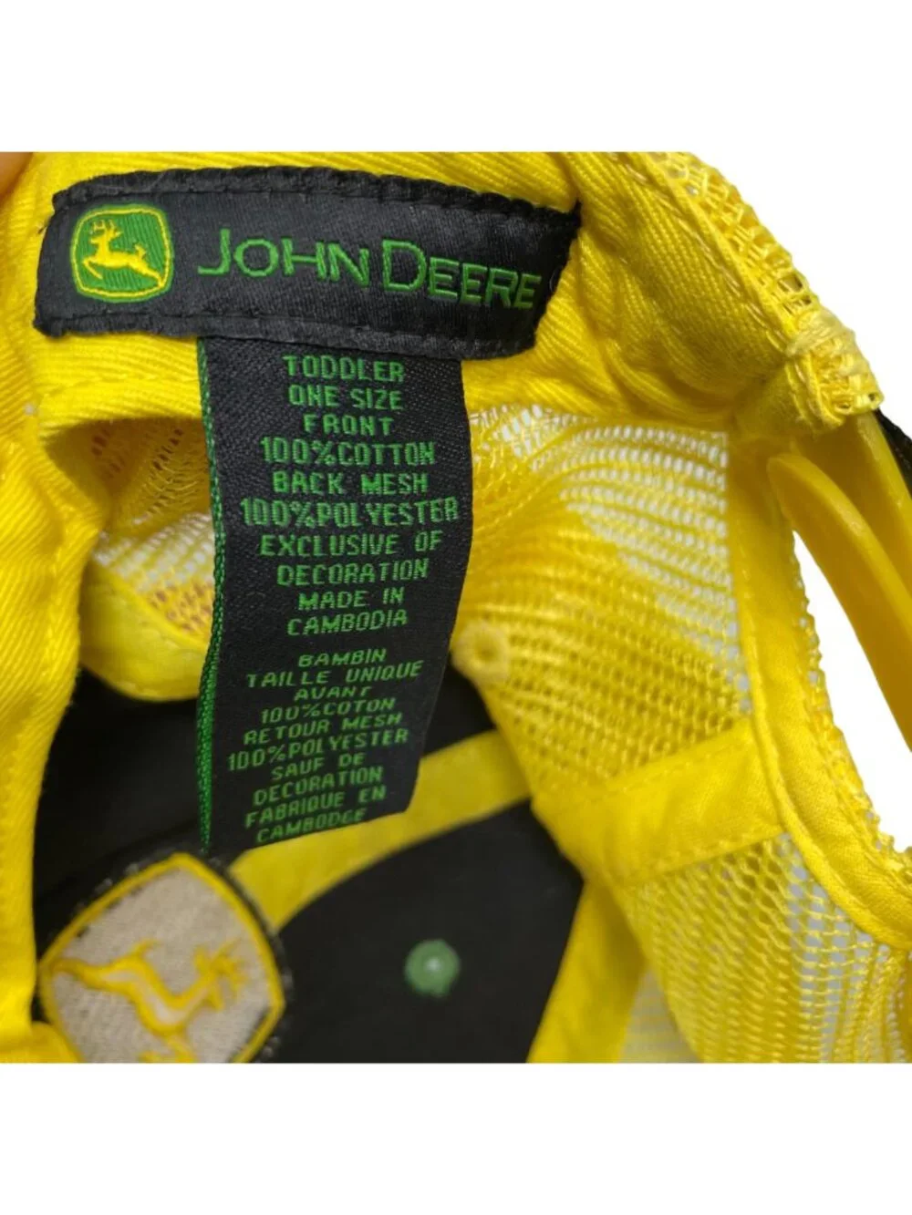 John Deere Hat Toddler OS Trademark Trucker Baseball Mesh Snap Back Green Yellow
